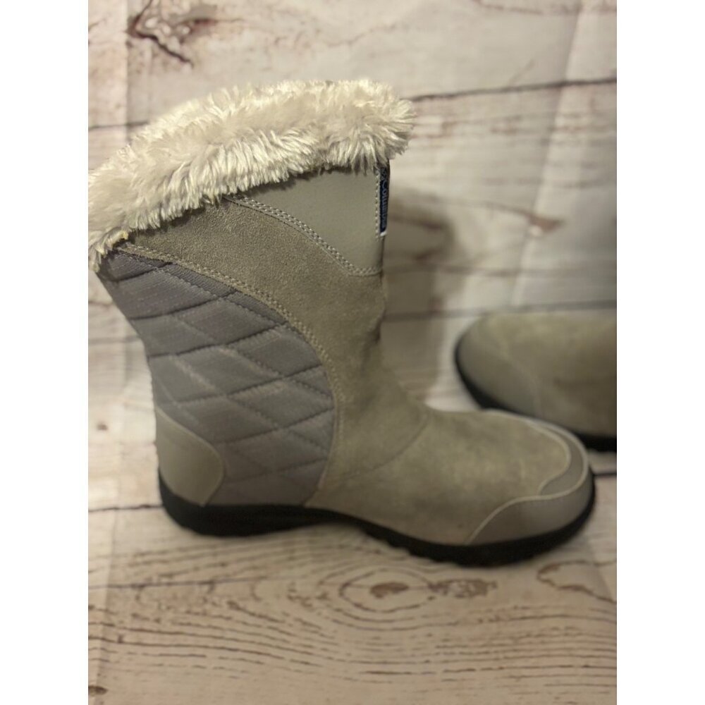 Columbia Gray Suede Fur Top Winter Warm Snow Boots Women’s Size 6 - Picture 6 of 12
